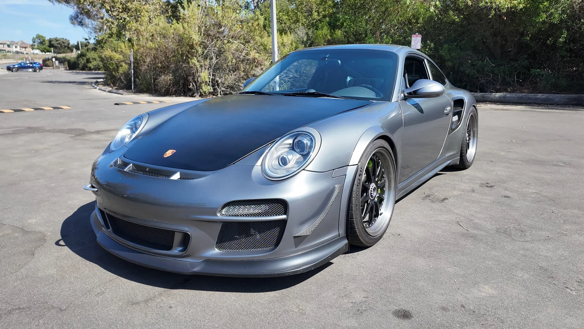 2011 Porsche 911 Turbo S in Meteor Grey, front three-quarter